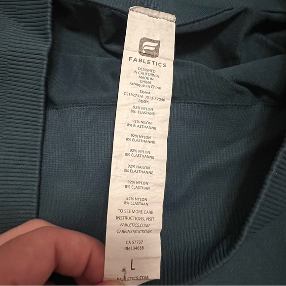Fabletics High Rise Blue Leggings Large 22” Inseam Athletic Workout Athleisure - Picture 3 of 9